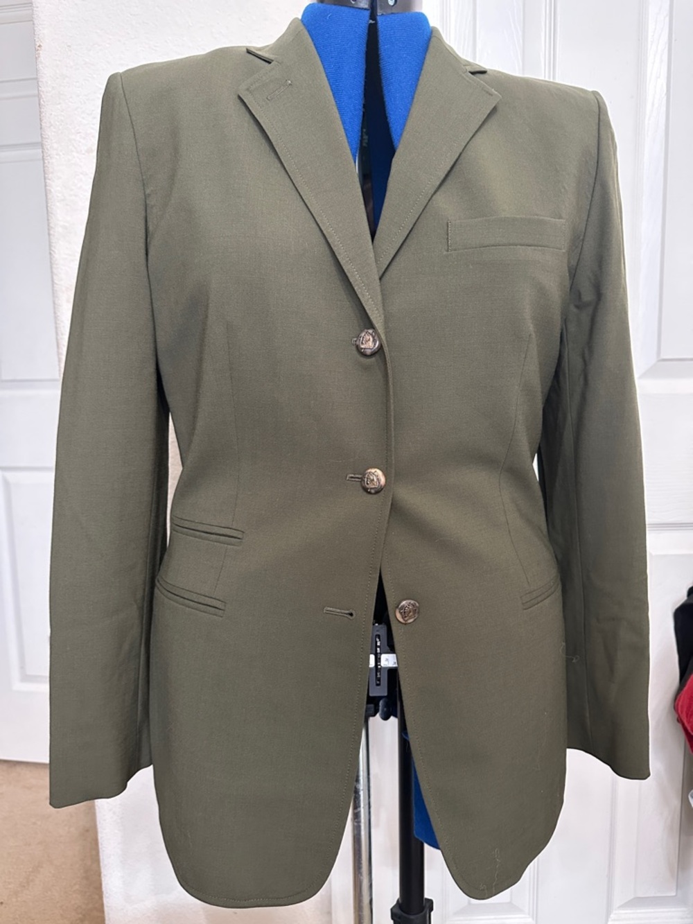 Lauren Ralph Lauren Olive Blazer with Notch Lapel size 10